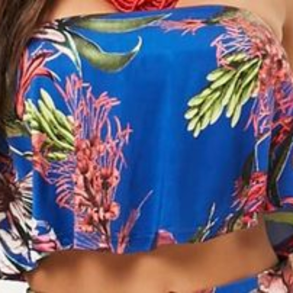 Kim Cine Curve Tropical Print Bandeau Top